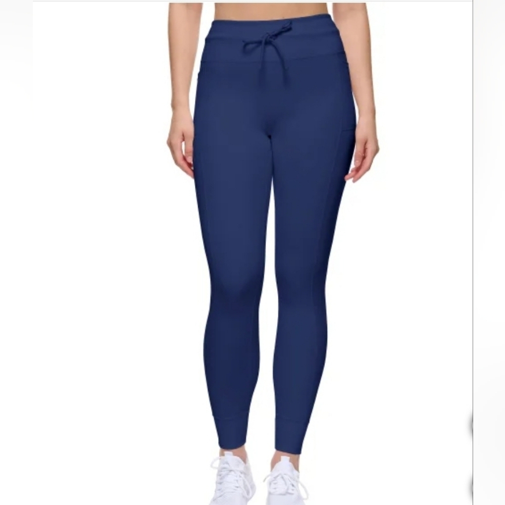 Lole Drawstring Performance Leggings NWT Navy Blue Athleisure Athletic Gymcore